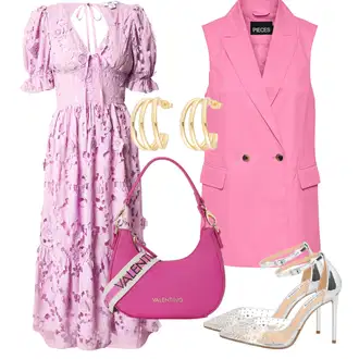 Outfit s Růžová/Fialová Francouzské šaty/Boho Šaty Elegantní/Vintage šaty/Vintage Boho Šaty/Šaty Niki/Boho Letní Šaty/Společenské šaty pro hosta/Letní Šaty Dorothy Perkins "Outfit na léto"