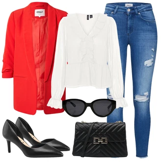 Outfity s oblekem s Modrá Kožené bundy/Džíny s Dírou/Kotníková Bota/Džíny s Rozparkem/Kožená bunda/Push up Džín Only "Outfit na léto"