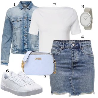 outfit mit Siva/Bela/Krem Srajca & majica velike velikosti/Bluza velika velikost VERO MODA "poletni videz"