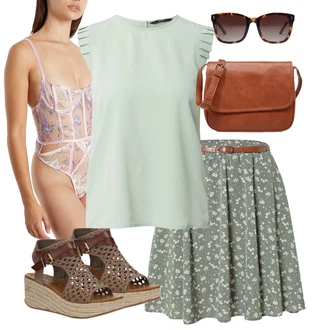 Nevěsta Outfit s Lilové barvy/Fialová/Růžová Síťovaný body/Korzet/Tělo bez kostic/Body s Kosticí/Korselet Nasty Gal "Outfit na léto"