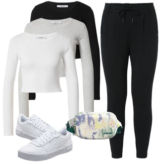 Outfit s Černá Pletený Legín/Bavlněné Legíny/Teplé Legíny/Legíny s Podšívkou/Termo Kalhoty/Tréninková Kalhoty/Kožená bunda/Tregíny Only "Outfit na léto"