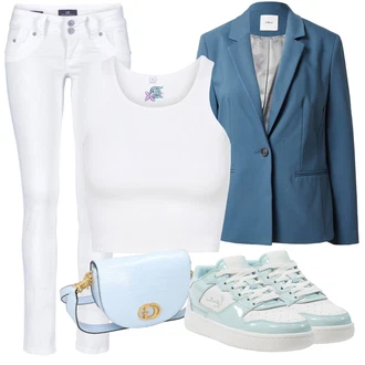 Outfit s Tyrkysový/Světle modrá Vintage teniska/Teniska na platformě/Skate Bota/Nízká Teniska/Letní tenisky Karl Kani "Outfit na léto"