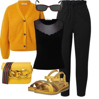 Outfit s Černá Boyfriend Kalhoty/Rovná Kalhoty/Ležérní Kalhoty/Kalhoty s Vysokým Pasem/Úzká Kalhoty/Široká Kalhoty Baggy Kalhoty/Mušelínové kalhoty/Střmenová Kalhoty/Kalhoty s nášivkou uprostřed/Jogger Kalhoty Only "Outfit na léto"