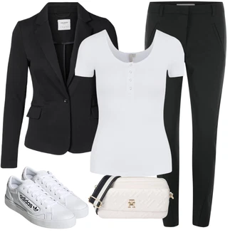 Prodyšné Outfit s Šedá/Bílá/Krémová/Světle šedá Úzká Teniska/Nízká Teniska Adidas Originals "Outfit na léto"