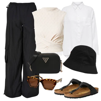 Outfit s Černá/Béžová Pohodlný Sandál/Sandály na hřídeli/Letní Bota/Sandál Dianette/Sandál S T Páskem Birkenstock "Outfit na léto"