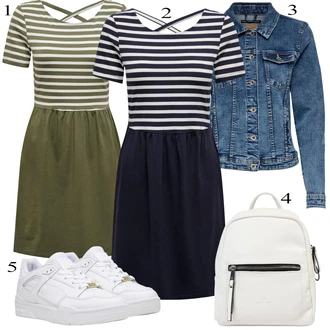 Krátká Outfit s Tmavě zelená Žerzejové Šaty/Šaty Niki/Tričkové šaty/Letní Šaty/Ležérní Šaty/Šaty Do Áčka/Pouzdrové Šaty Only "Outfit na léto"
