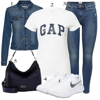 Cool Outfit s Světle modrá/Modrá/Tmavě modrá Džínové Bund/Krátké Džínové Bundičky Noisy may "Outfit na léto"Look: Cool, Mom, Krásný, Příliš oblečený, Univerzitní, Pracovní oděvy