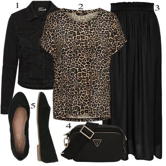 Leopardí Outfit s Hnědá/Žlutá/Béžová Košile s potiskem/Top Na Party/Fancy tričko/Košilový top/Ležérní top/Tričko s potiskem/Krátký top/Tričko s krátkým rukávem/Halenek top/Jednoduchý top Only "Outfit na léto"