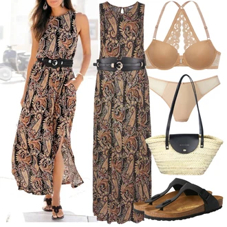 Gizeh Outfit sa Crna/Bež Sandala s vratilom/Ljetna Cipela/Sandala Udobna/Sandala s T Remenom/Dianette Sandala Birkenstock "Outfit za ljeto"
