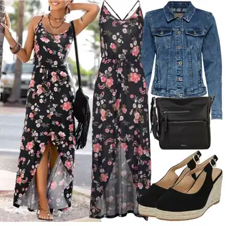 sviatočné Outfit sa Crvena/Ljubičasta/Smeđa/Pink Haljina Bez Rukava/Maksi Haljina/Duga Ljetna Haljina/Haljina S Printom/Haljina od Šifona/Boho Ljetna Haljina Lascana "Outfit za ljeto"Look: Sveučilišna, Hippie, Mom, Ekstravagantno, Romantičan, sviatočné, Boho, Preodjeven