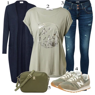 Nadrozměrné Zapínání na knoflíky Outfit s Tmavě modrá Pletenina veľkej veľkosti/Šaty Móda Pro Plnoštíhlou Vila "Outfit na léto"Look: Kancelář, Old Money, Příliš oblečený, Nadrozměrné, Univerzitní