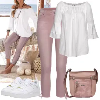 Outfit sa Siva/Ljubičasta/Zeleno/Bijela Bluza Oversize Mušlinova Bluzica/Tunika Majica/Slip-on Bluza/boho Bluza/Len Blúza/Jednobojna Bluza/Oversize Bluza Lascana "Outfit za ljeto"