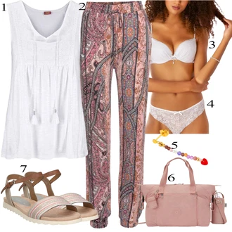 Svatba Outfit s Šedá/Stříbrný/Světle šedá/Krémová/Růžová Brazilské Kalhotky/Tanga/Průhledná kalhotka/Spodní Kalhotky/Klasické Kalhotky/Průsvitná kalhotka/Kalhotky Lascana "Outfit na léto"Look: Matriční Úřad, Den matek, Předsvatební, Zvláštní příležitosti, Svatba