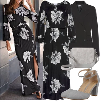 Old Money Outfit sa Crna/Pink/Crvena Haljina Veći Broj/Tunika Lascana "Outfit za ured"Look: Preodjeven, Premium, Old Money, Mom, Elegantan, Vintage, Romantičan, Boho