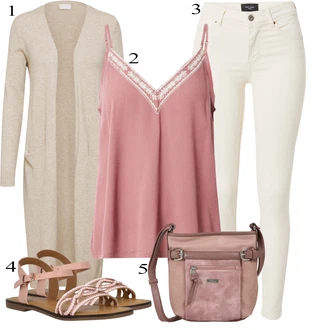 Outfit s Béžová/Bílá/Krémová/Khaki Kožené Boty/Zkrácené Džíny/Zimní bunda/Capri Džíny/Slim Fit Džíny/Kožená bunda/Dámské Džíny s Délkou 7/8/Kotníková Bota/High Waist Džínové Kalhoty/Push up Džín/Džíny s Rozparkem VERO MODA "Perfektní na léto"