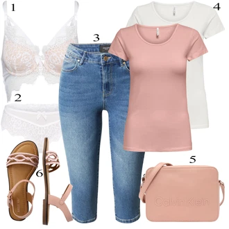outfit mit Modra/Svetlo modra Kavbojke/Hlača velika velikost/Kratke hlače velike velikosti/Pajkice Velika Velikost VERO MODA "poletni videz"