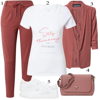 Outfit s Bílá/Krémová Teniska Skate Bota/Teniska s dírkovaným vzorem/Kožené Tenisky/Letní Tenisky/Úzká Teniska/Nízká Teniska Fila "Business Casual"