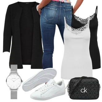 Outfit s Černá Pletenina veľkej veľkosti/Kabát/Tunika Only "Perfektní na léto"