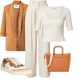 Outfit s Krémová/Béžová/Bílá/Červená/Růžová Jednoduchý top/Zkrácený Top/Krátký Top/Pletený top/Pletené tričko/Krátký top A Lot Less "Perfektní na léto"