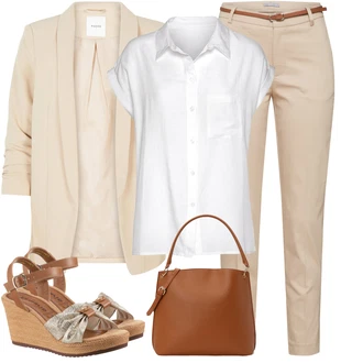 Čtvrtinový rukáv Outfit s Bílá/Krémová Halenka s Krátkým Rukávem/Lněná Halenka/Blůza s knoflíčkem/Bezrukávní blůza/Slip-on Halenka/Tunikové Tričko Lascana "Perfektní na léto"