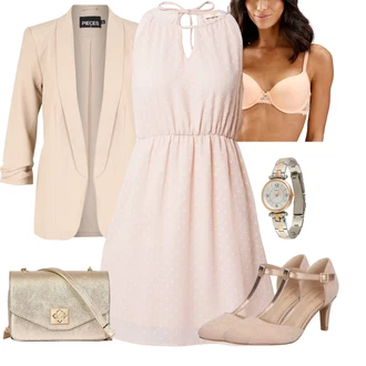 Výstřih na ramena Šifón Outfit s Růžová Šaty Do Áčka/Šaty na Konfirmaci/Letní Šaty/Šaty s výstřihem/Šaty Bez Rukávů About You "Perfektní na léto"