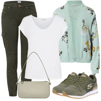 Outfit s Khaki/Tmavě zelená Cargo Kalhoty/Manšestrový legíny/Manšestrové Kalhoty/Jeggings/Skinny Kalhoty/Tregíny/Zimní Kalhoty Only "Perfektní na léto"