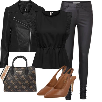 Lehké Outfit s Černá Motorkářské Bund/Motorkářská bunda/Kožené Bund Bunda z Umělé Kůže/Kožené Bund VERO MODA "Perfektní na léto"