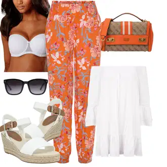 Outfity pro léto s Bílá/Krémová Košilové šaty/Mušelínové šaty/Šaty S Kosticí/Halenkové Šaty/Bavlněné Šaty/Tunikové šaty/Francouzské šaty Lascana "Pestrý letní outfit"