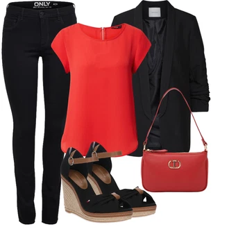 Outfit s Červená Tričko & Top Móda Pro Plnoštíhlé/Halenka Móda Pro Plnoštíhlou/Halenka a Tunika Tunika Only "Pestrý letní outfit"