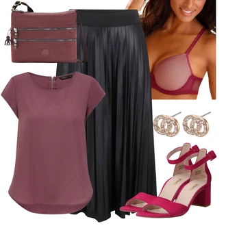 Outfity pro léto s Černá/Šedá/Tmavě šedá Sukně do Délky Lýtka/Křesťanská Sukně/Dlouhá Sukně/Maxi Sukně/Midi Sukně/Moderní Sukně/Plisovaná Sukně/Sukně Pro Matriku Vila "Pestrý letní outfit"