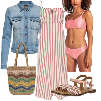 Outfit s Růžová Bikiny s průstřihem/Tankin Push-up/Bikinové plavky s vycpávkami/S Kosticemi/Balconette-bikini/Bikini Crop Top Shiwi "Plážový outfit"