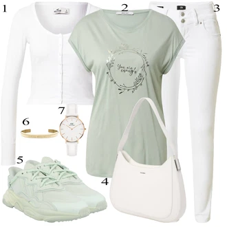 Outfit s Bílá/Krémová/Fialová Kardigan Bavlněný svetr/Kardigán s kulatým výstřihem/Krátký svetr/Letní svetr/Kardigán s výstřihem do V Hollister "Outfit na léto"