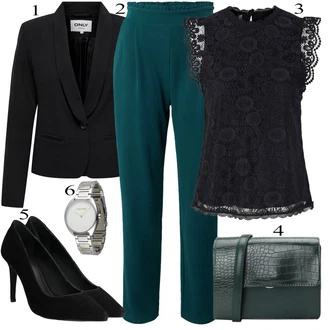 Babydoll Outfit s Černá/Tmavě modrá Halenka a Tunika Tunika/Halenka Móda Pro Plnoštíhlou/Tričko & Top Móda Pro Plnoštíhlé Pieces "Klasické vzhledy"Look: Styl, 20 léta, Babydoll, Elegantní, Gotický, Krásný, Romantický