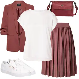 Boja Outfit sa Bijela/Crvena Kožna Tenisica/Tenisice s patentnim zatvaračem sa strane/Tanka Tenisica/Ljetna Tenisica/Niska Tenisica "Poslovni look"