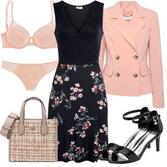 Do koljena Svatovski gost Outfit sa Tamnoplava/Crvena/Pink Haljina Veći Broj BEACH TIME "Poslovni look"