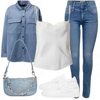 Prevelik Outfit sa Plava/Svjetloplava/Siva Denim Majica Dr. Denim "Poslovni Look"Look: Prevelik, klasický, Radna odjeća, Skater, Stil