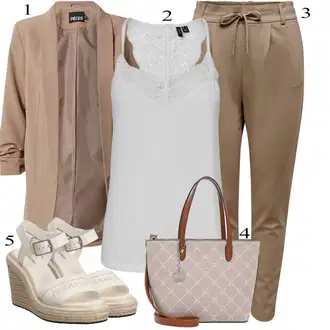 outfit mit Krem/Bela Majica za špagete/party Majica/Majica brez rokavov/Čipkasti top VERO MODA "poletni videz"