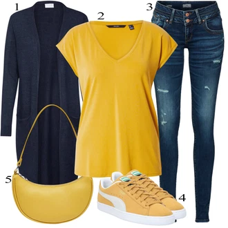 Outfit s Tmavě modrá Pletenina veľkej veľkosti/Šaty Móda Pro Plnoštíhlou Vila "Outfit na podzim"
