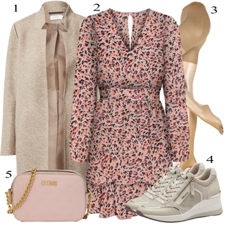 Eleganten outfit mit Bež/Khaki/Rjava Superga Usnjene superge/Superge Nizka/Superge Z Bočno Zadrgo/Superge s klinasto peto Tamaris "Poletna oblačila"Look: Eleganten, Kovinski, Modernen, Športno