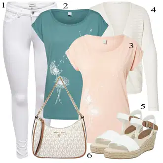 Outfity pro zábavu S křivkami s Krémová/Bílá Pletenina veľkej veľkosti Only "Stylová letní nálada"