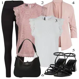 Kombinacije od trapera Zvonoliki kroj sa Pink/Ljubičasta Bluza i Tunika/Majica I Top Veći Broj/Bluza Veći Broj Pieces "Outfit za ljeto"