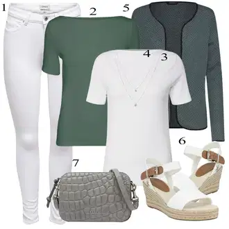 Outfit s Zelená/Tmavě Zelená Pletenina veľkej veľkosti/Park velké velikosti/Šaty Móda Pro Plnoštíhlou/Kraťas pro plnoštíhlé Only "Stylová letní nálada"