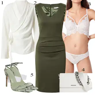 Outfit sa Tamnozelena Jesenska Haljina/Uska Haljina/Pamučna haljina/Haljina na špagete/Haljina za ured/Jednobojna/Haljina Bez Rukava/Haljina Ravnog Kroja Kaffe "Outfit za ured"