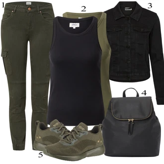 Športne Outfiti Polnejša mit Temno zelena/Khaki Only "poletni videz"