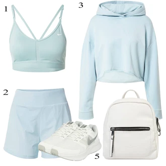 Športne Outfiti mit Pastelne barve Nike, Siva Nike, Turkizna Nike, Pastelne barve/Krem Nike "poletni videz"