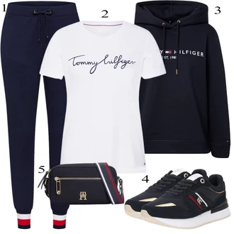 Nadrozměrné Outfit s Tmavě modrá Originální mikina/Svetr S Kapucí/Oversize mikina/Mikina/Unisex Mikina S Kapucí/Vintage mikina/Dámský Svetr/Svetr s kapucí/Sportovní mikina Tommy Hilfiger "Outfit na podzim"Look: Mom, Nadrozměrné, Sportovní, Unisex, Univerzitní, Vintage, Hip Hop