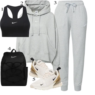 outfit mit Svetlo Siva/Siva Hlača velika velikost/Hlače Nike Sportswear "poletni videz"