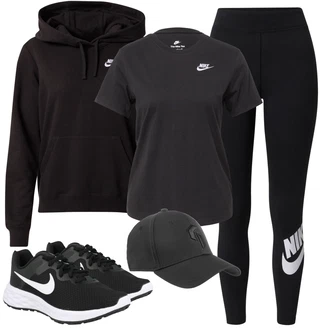 Outfit s Černá Legíny do Posilovny/Legíny s Vysokým Pasem/Legíny s Podšívkou/Sportovní Legína Nike Sportswear "Sportovní letní outfity"