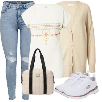 Flex Appeal 3.0 Outfit s Bílá/Zlatý Běžecká bota/Tréninková bota/Gymnastická bota/Tenisová bota/Bota na fitness/Běžecká bota Skechers "Sportovní letní outfity"
