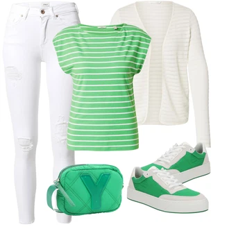 Mom Křest Outfit s Krémová/Bílá Móda Pro Plnoštíhlou Pletenina veľkej veľkosti Only "Sportovní letní outfity"Look: Layered, Mom, Kancelář, Chytrý příležitostný, Univerzitní, Bar, Křest, Koncert, Biřmování, Chatky, Škola